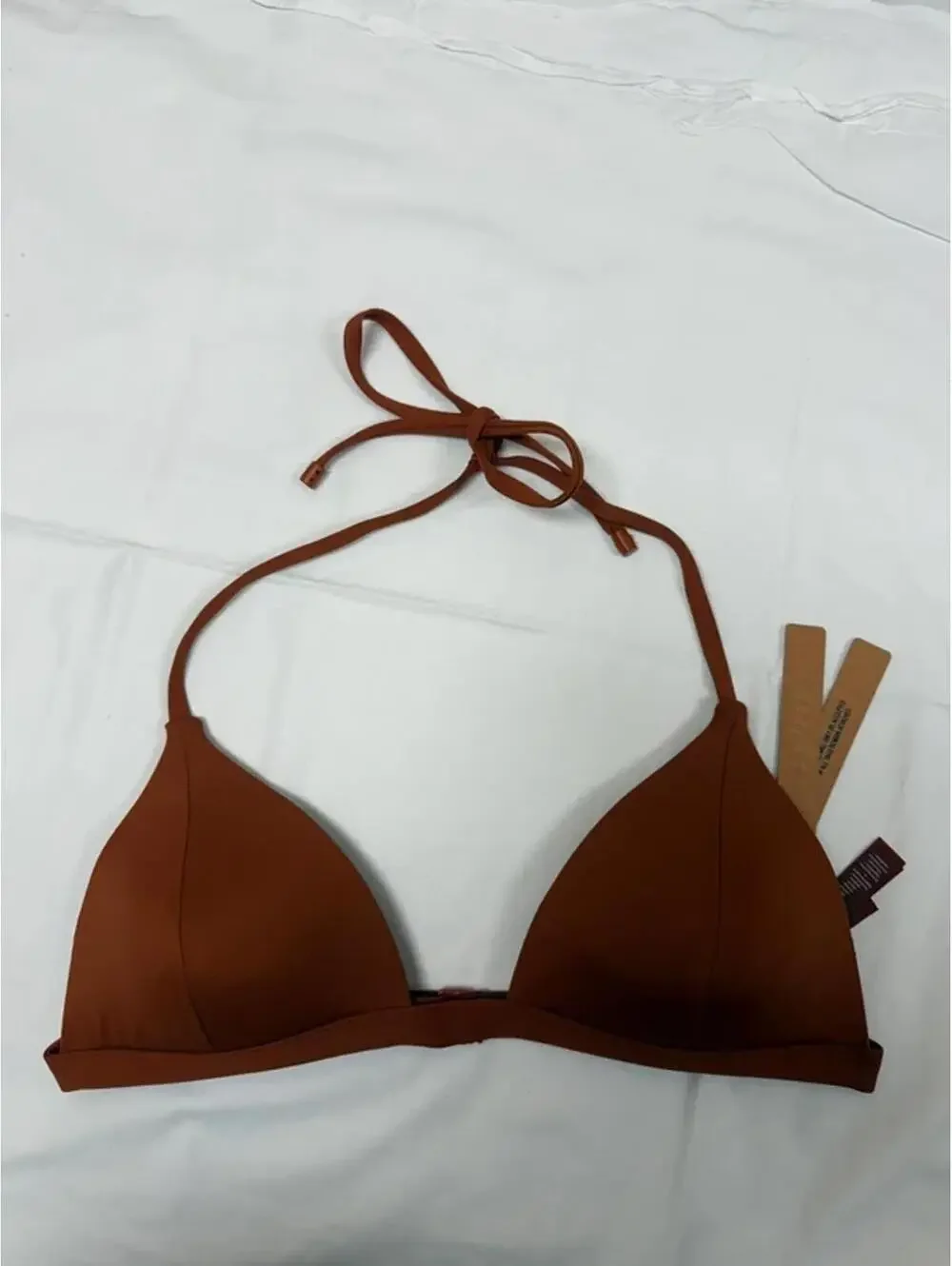 SKIMS Classic Swim Push Up Triangle Bikini Top Bronze Size L NWT